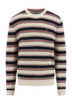 Herren Fynch-Hatton Strickpullover R-Neck Fisherman Striped