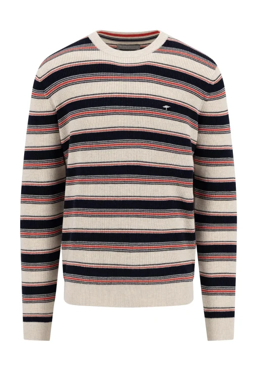 Herren Fynch-Hatton Strickpullover R-Neck Fisherman Striped