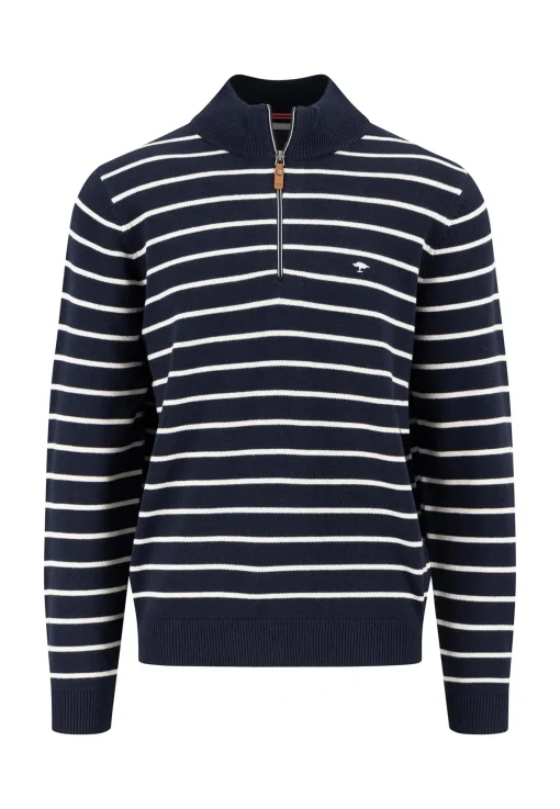 Herren Fynch-Hatton Stricktroyer Zip Supersoft Striped