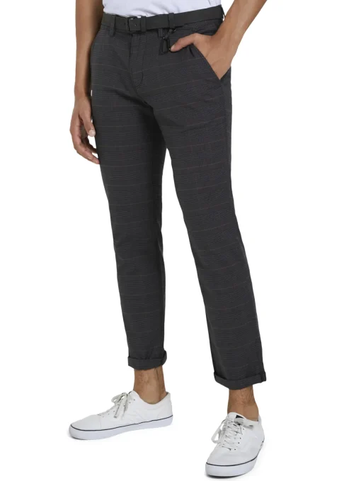 Herren Tom Tailor Denim Strukturierte Chinohose mit Gürtel