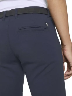 Herren Tom Tailor Denim Strukturierte Chinohose mit Gürtel