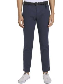 Herren Tom Tailor Denim Strukturierte Chinohose mit Gürtel