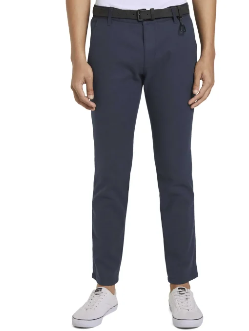 Herren Tom Tailor Denim Strukturierte Chinohose mit Gürtel