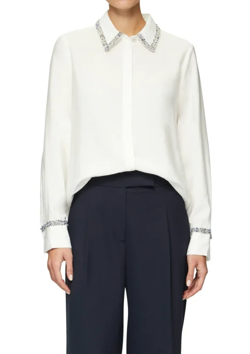 Damen s.Oliver BLACK LABEL Strukturierte Hemdbluse aus Viskosemix mit dekorativen Details
