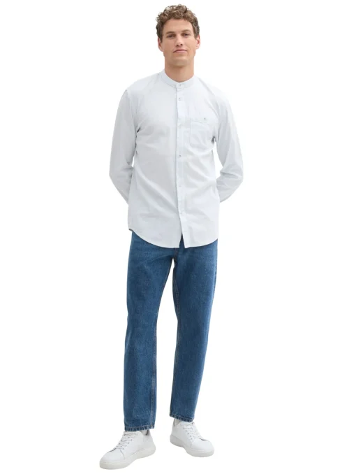 Herren Tom Tailor Denim Strukturiertes Hemd mit Brusttasche