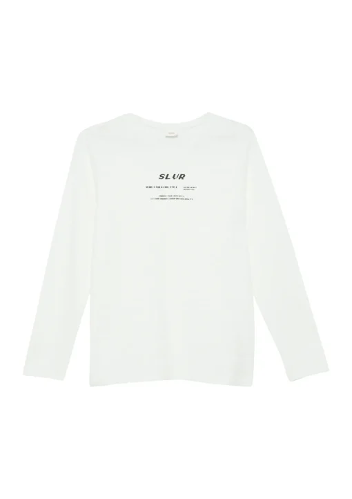 Kinder s.Oliver Strukturiertes Langarmshirt mit Frontprint