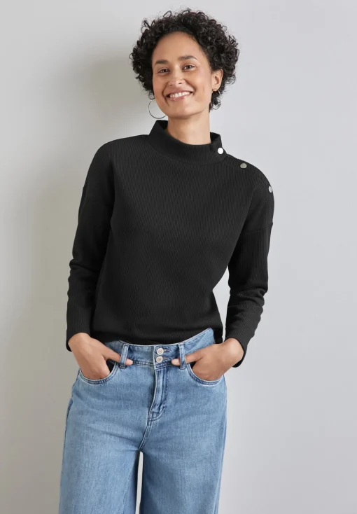 Damen Street One Strukturshirt mit Knöpfen