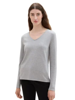Damen Tom Tailor Sweater mit V-Ausschnitt