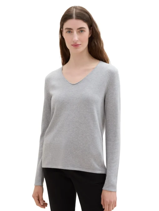Damen Tom Tailor Sweater mit V-Ausschnitt