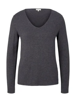 Damen Tom Tailor Sweater mit V-Ausschnitt
