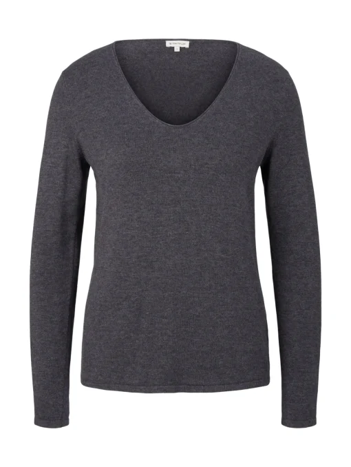 Damen Tom Tailor Sweater mit V-Ausschnitt