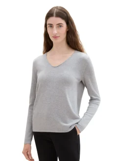 Damen Tom Tailor Sweater mit V-Ausschnitt