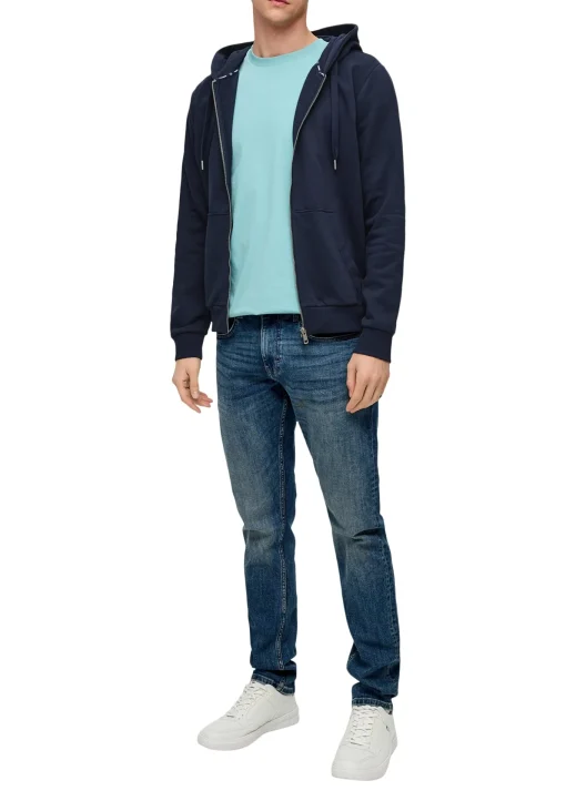 Herren QS Sweatjacke mit Rippsaum