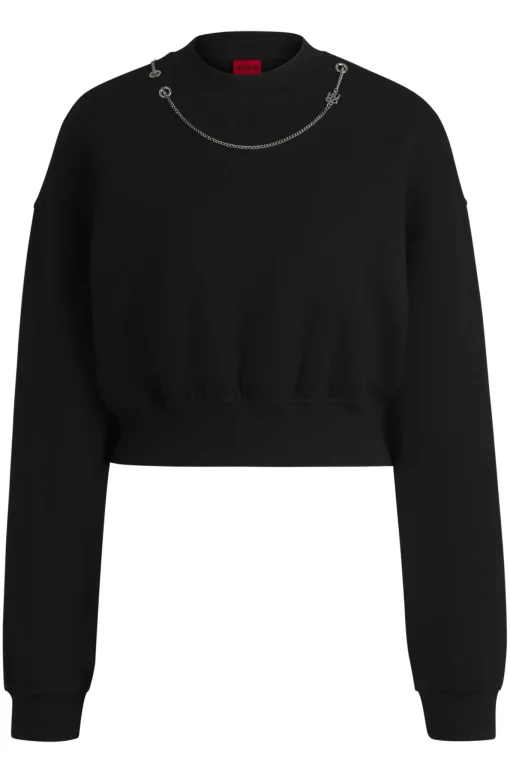 Damen Hugo Red Sweatshirt aus Baumwoll-Mix mit abnehmbarer charakteristischer Kette