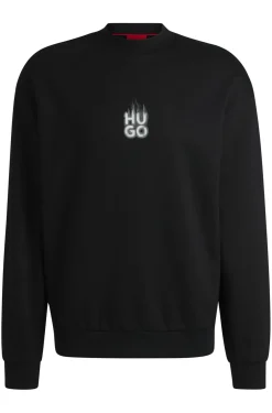 Herren Hugo Red Sweatshirt aus Baumwoll-Terry mit Smoke-Stack-Logos
