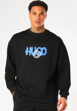 Herren Hugo Blue Sweatshirt aus Baumwoll-Terry mit Logo