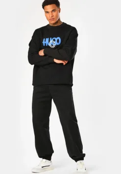 Herren Hugo Blue Sweatshirt aus Baumwoll-Terry mit Logo