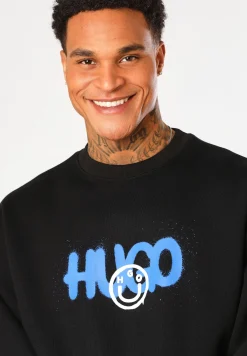 Herren Hugo Blue Sweatshirt aus Baumwoll-Terry mit Logo