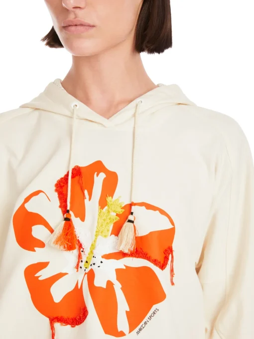 Damen Marc Cain Sweatshirt im 3D-Hibiskus-Print