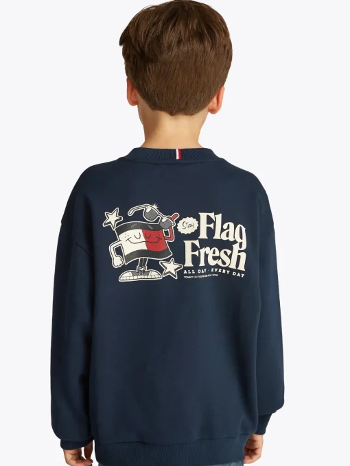 Kinder Tommy Hilfiger Sweatshirt mit Flag-Slogan-Print hinten
