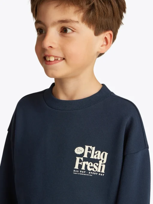 Kinder Tommy Hilfiger Sweatshirt mit Flag-Slogan-Print hinten