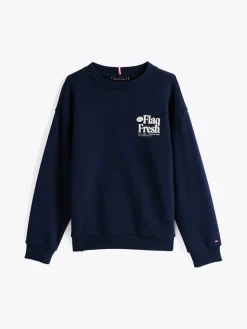 Kinder Tommy Hilfiger Sweatshirt mit Flag-Slogan-Print hinten
