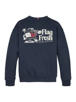 Kinder Tommy Hilfiger Sweatshirt mit Flag-Slogan-Print hinten