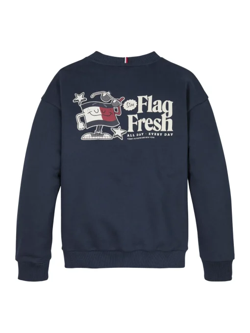Kinder Tommy Hilfiger Sweatshirt mit Flag-Slogan-Print hinten