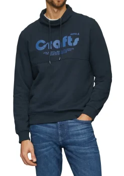 Herren s.Oliver Sweatshirt mit Frontprint und Snood-Kragen