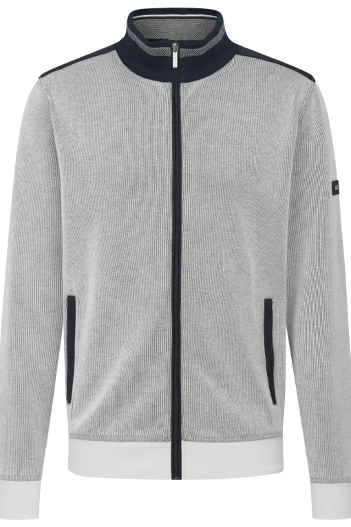 Herren Bugatti Sweatshirtjacke mit Kontrastkragen