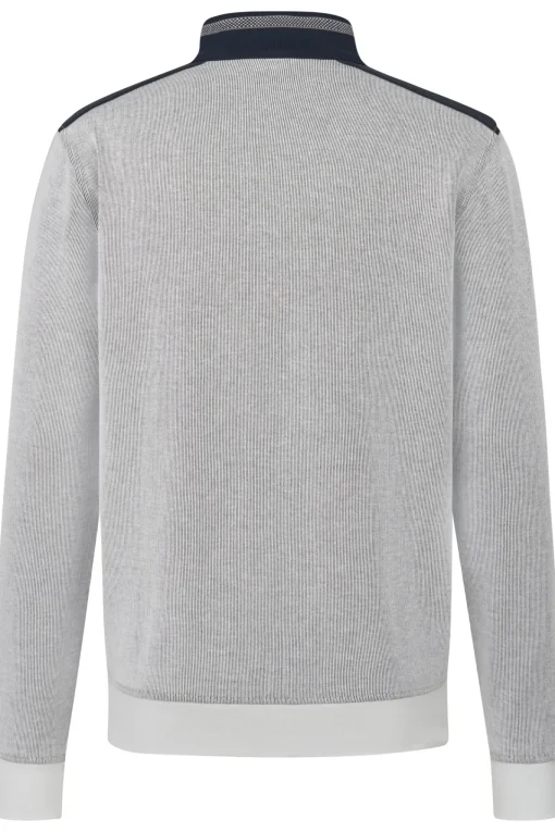 Herren Bugatti Sweatshirtjacke mit Kontrastkragen