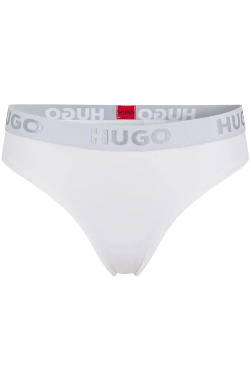 Damen Hugo Red TANGA AUS STRETCH-BAUMWOLLE MIT LOGO AM BUNDTHONG SPORTY