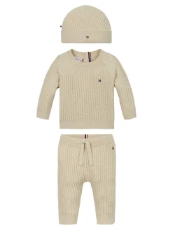 Kinder Tommy Hilfiger 3-teiliges Zopfstrick-Set in Geschenkbox