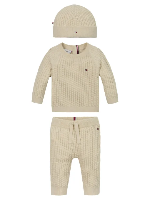 Kinder Tommy Hilfiger 3-teiliges Zopfstrick-Set in Geschenkbox