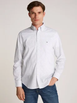 Herren Tommy Hilfiger TH Flex gepunktetes Regular Fit Hemd
