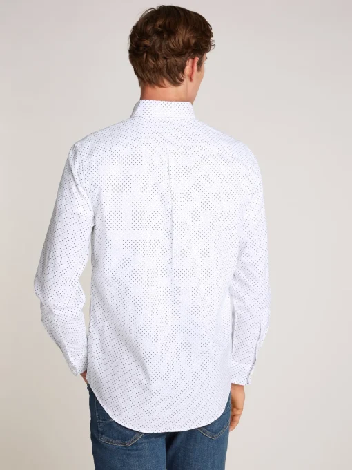 Herren Tommy Hilfiger TH Flex gepunktetes Regular Fit Hemd