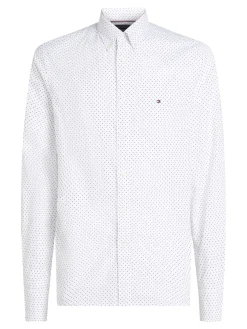 Herren Tommy Hilfiger TH Flex gepunktetes Regular Fit Hemd