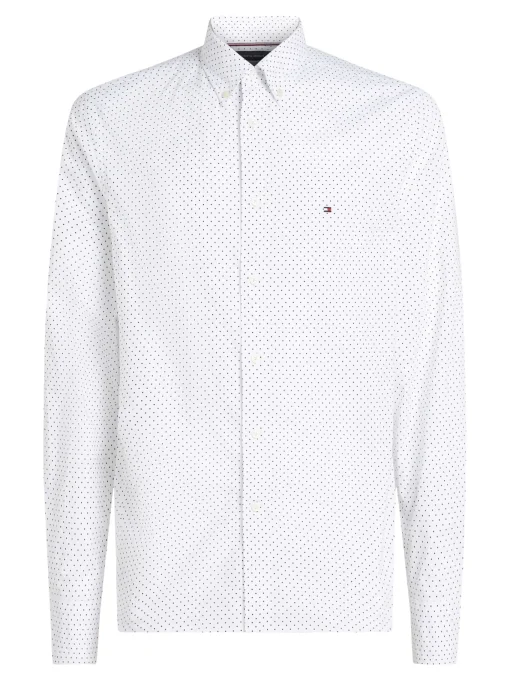 Herren Tommy Hilfiger TH Flex gepunktetes Regular Fit Hemd