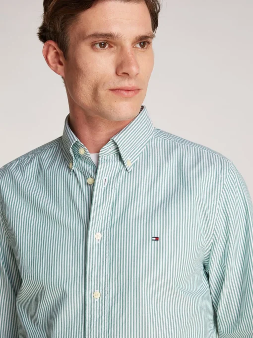 Herren Tommy Hilfiger TH Flex gestreiftes Regular Fit Hemd