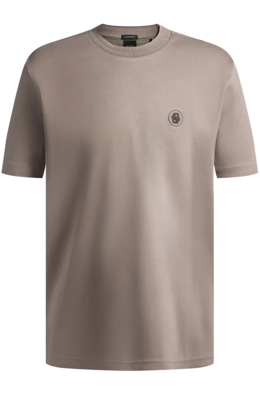 Herren Boss Green Thermoregulierendes T-Shirt aus Baumwolle mit Double-B-Monogramm