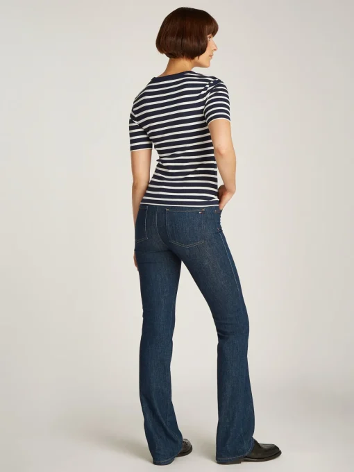Damen Tommy Hilfiger Geripptes Slim Fit Langarmshirt 10704297