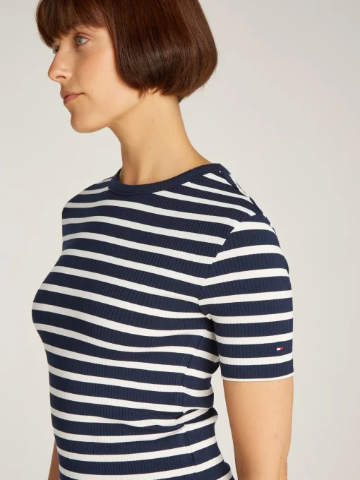 Damen Tommy Hilfiger Geripptes Slim Fit Langarmshirt 10704297