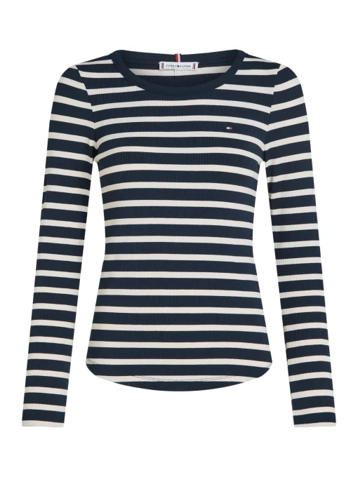 Damen Tommy Hilfiger Geripptes Slim Fit Langarmshirt 10704297