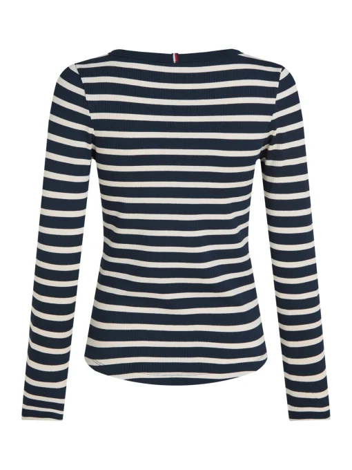 Damen Tommy Hilfiger Geripptes Slim Fit Langarmshirt 10704297