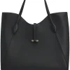 Damen Boss Tote Bag aus genarbtem Leder mit goldfarbenen Metalldetails