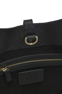 Damen Boss Tote Bag aus genarbtem Leder mit goldfarbenen Metalldetails