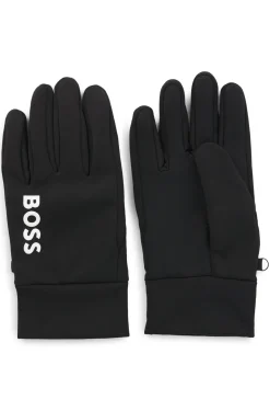 Herren Boss Green Touchscreen-geeignete Laufhandschuhe mit Logo-Print