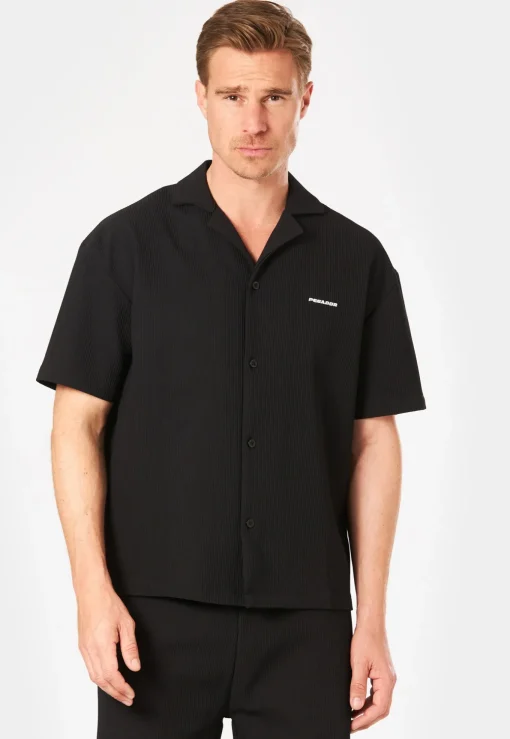 Herren Pegador TROY PLISSEE SUMMER SHIRT BLACK