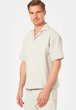 Herren Pegador TROY PLISSEE SUMMER SHIRT PEARL GREY