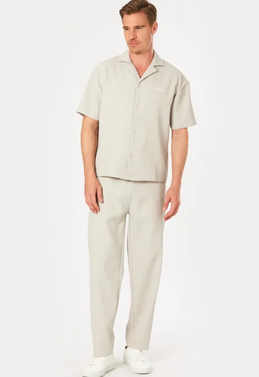 Herren Pegador TROY PLISSEE SUMMER SHIRT PEARL GREY